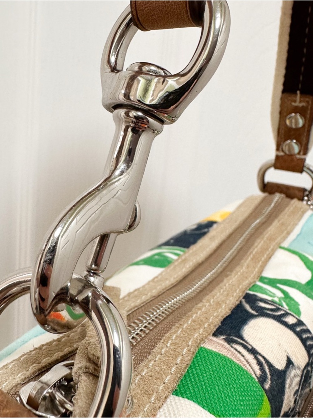 Coach Scribble Patchwork Multicolor Canvas Leather Baguette Shoulder Bag Y2K - Picture 7 of 16